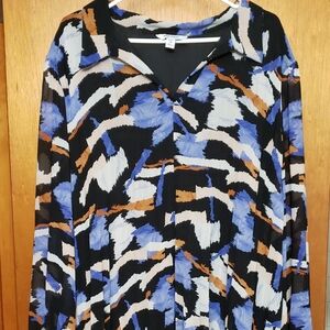 Nine West Black and Blue Abstract Dress